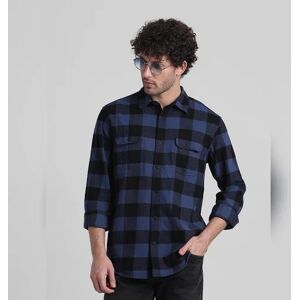 JACK & JONES JACK&JONES Dark Blue Check Print Cotton Shirt