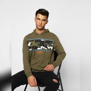 JACK & JONES JACK&JONES Green Camo Print Hooded Sweatshirt