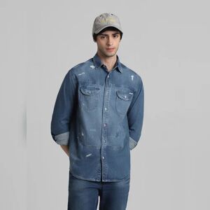 JACK & JONES JACK&JONES Blue Mildly Distressed Denim Shirt