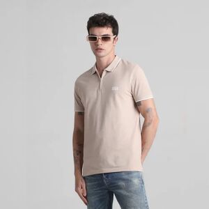 JACK & JONES JACK&JONES Light Brown Zip Detail Polo T-shirt