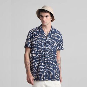 JACK & JONES JACK&JONES Blue Typographic Print Short Sleeves Shirt