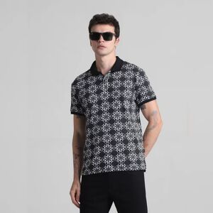 JACK & JONES JACK&JONES Black Abstract Print Polo T-shirt