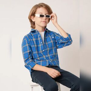 JACK & JONES JUNIOR JACK&JONES Boys Blue Check Full Sleeves Shirt