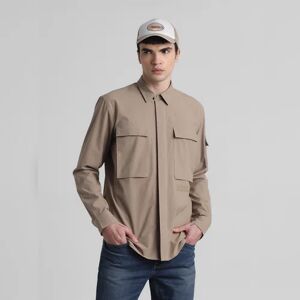 JACK & JONES JACK&JONES Beige Oversized Pocket Shirt