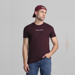 JACK & JONES JACK&JONES Maroon Logo Print Crew Neck T-shirt