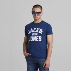 JACK & JONES JACK&JONES Dark Blue Varsity Crew Neck T-shirt