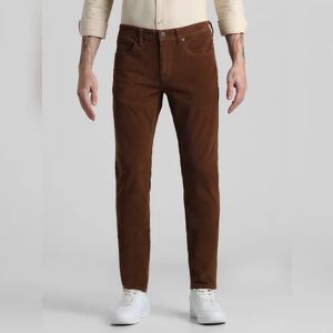 JACK & JONES JACK&JONES Brown Mid Rise Corduroy Pants