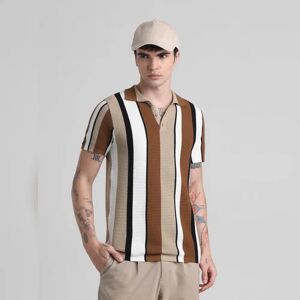 JACK & JONES JACK&JONES Brown Striped Knitted Polo