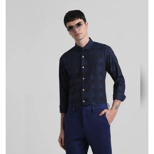 JACK & JONES JACK&JONES Blue Dobby Check Full Sleeves Shirt