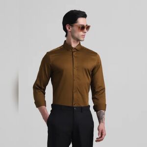 JACK & JONES JACK&JONES Brown Satin Weave Full Sleeves Shirt