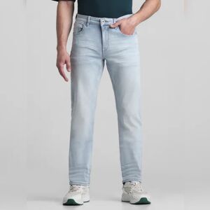 JACK & JONES JACK&JONES Light Blue Mid Rise Clark Regular Fit Jeans