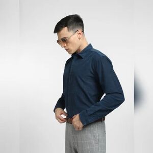 JACK & JONES JACK&JONES Blue Corduroy Full Sleeves Shirt