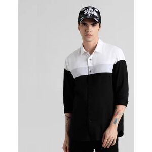 JACK & JONES JACK&JONES Black Colourblocked Full Sleeves Shirt