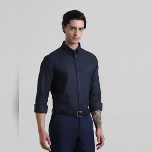 JACK & JONES JACK&JONES Navy Blue Formal Full Sleeves Shirt