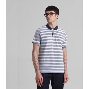 JACK & JONES JACK&JONES Navy Blue Striped Jacquard Polo T-shirt