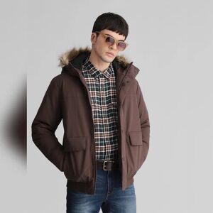 JACK & JONES JACK&JONES Dark Brown Faux Fur Hooded Jacket