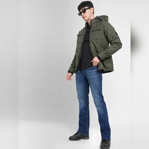 JACK & JONES JACK&JONES Green High Neck Hooded Puffer Jacket