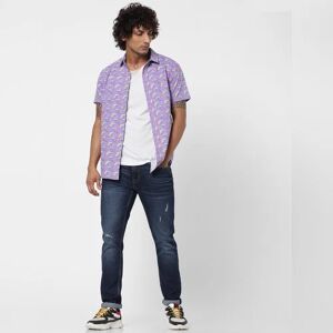 JACK & JONES JACK&JONES Purple Pizza Slice Print Half Sleeves Shirt