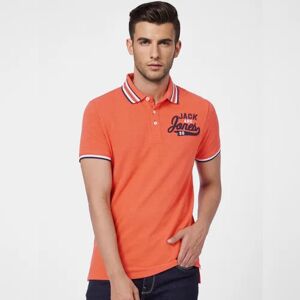 JACK & JONES JACK&JONES Orange Contrast Tipping Polo Neck T-shirt