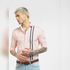 JACK & JONES JACK&JONES Pink Striped Full Sleeves Shirt