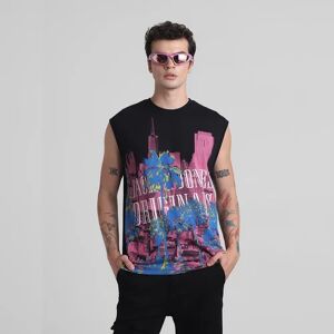 JACK & JONES JACK&JONES Black Tropical Print Sleeveless T-shirt