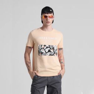 JACK & JONES JACK&JONES Peach Tropical Print Crew Neck T-shirt