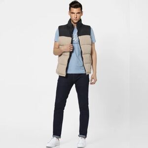 JACK & JONES JACK&JONES Beige Sleeveless Puffer Winter Jacket