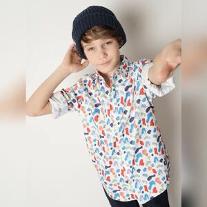 JACK & JONES JUNIOR JACK&JONES Boys White Printed Full Sleeves Shirt