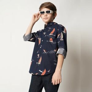 JACK & JONES JUNIOR JACK&JONES Boys Blue Boat Print Full Sleeves Shirt