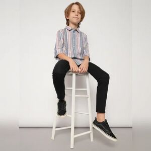 JACK & JONES JUNIOR JACK&JONES Boys White Striped Full Sleeves Shirt