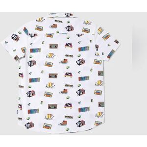 JACK & JONES JUNIOR JACK&JONES BOYS White 90& 039;s Theme Print Half Sleeves Shirt