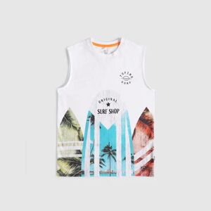 JACK & JONES JUNIOR JACK&JONES Boys White Sleeveless T-shirt