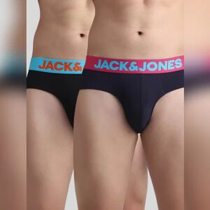 JACK & JONES JACK&JONES Pack Of 2 Blue & Black Logo Print Briefs