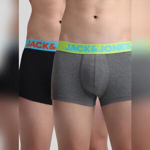 JACK & JONES JACK&JONES Pack Of 2 Grey & Black Logo Print Trunks