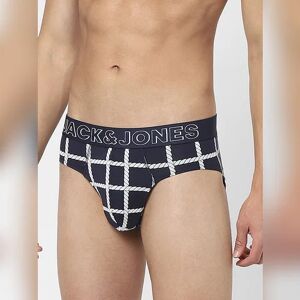 JACK & JONES JACK&JONES Navy Blue Rope Check Print Briefs