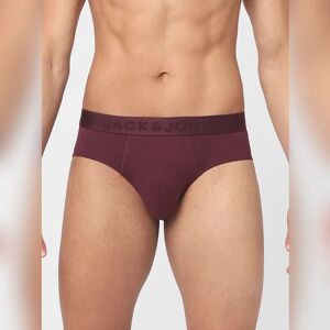 JACK & JONES JACK&JONES Maroon & Grey Solid Briefs - Pack of 2