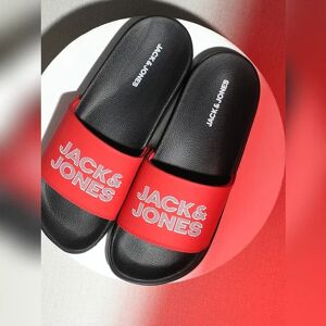 JACK & JONES JACK&JONES Red & Black Logo Print Sliders