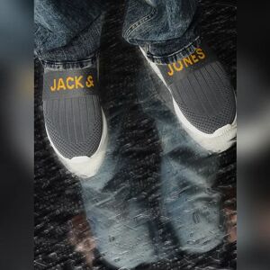 JACK & JONES JACK&JONES Ash Grey Knitted Slip On Sneakers