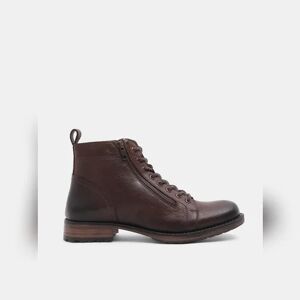 JACK & JONES JACK&JONES Dark Brown Mid-Top Premium Leather Boots