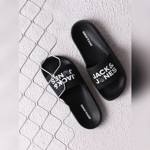 JACK & JONES JACK&JONES Black Doggo Print Sliders