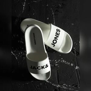 JACK & JONES JACK&JONES White Logo Print Pool Sliders