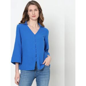 VERO MODA Blue Textured Cotton Shirt