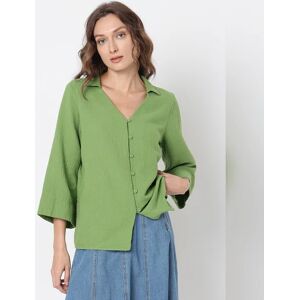 VERO MODA Green Textured Cotton Shirt