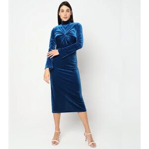 VERO MODA Blue Velvet High Neck Dress