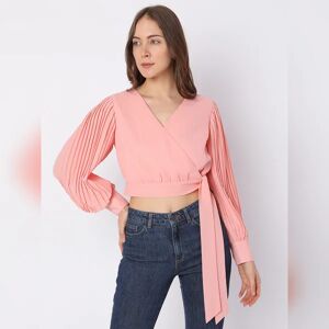 VERO MODA Pink Wrap Detail Crop Top