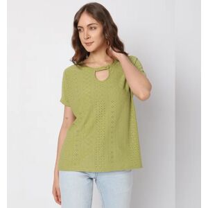 VERO MODA Green Schiffli Detail Top