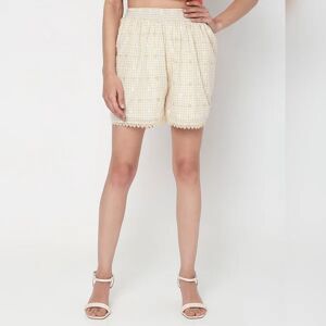 VERO MODA Beige High Rise Check Co-ord Set Shorts