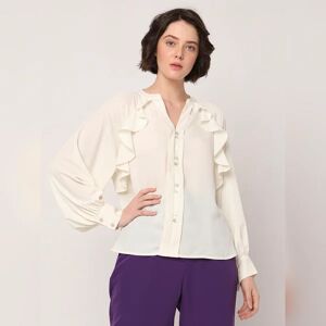 VERO MODA Off-White Ruffle Detail Shirt