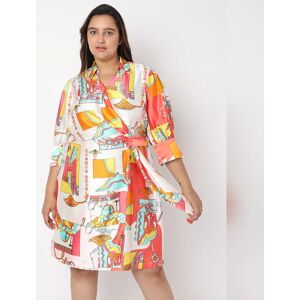 VERO MODA Curve Orange Printed Wrap-Over Dress