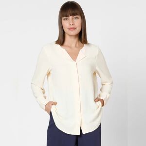 VERO MODA Ecru Folded Collar Top